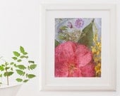 Flower Print Shabby Chic Art Coral Pink Camellia 8x10 mothers day gift for her