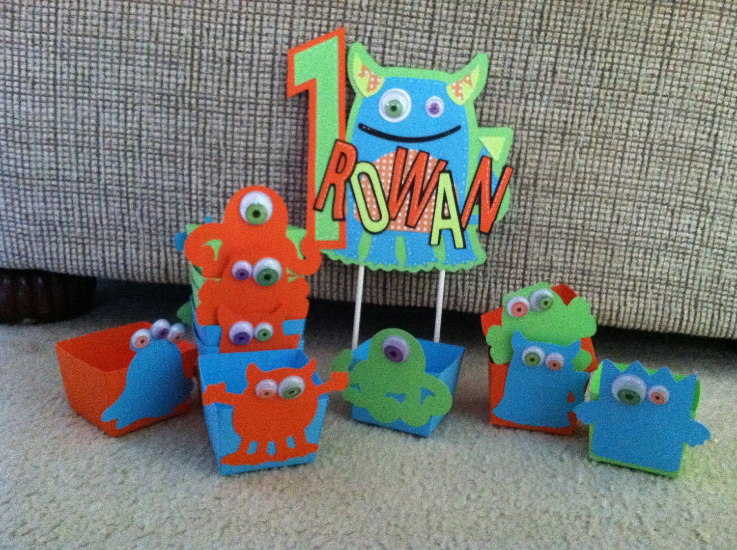 Monster Birthday Smash Cake or Cake Topper Personalized Decoration Made to Custom Order
