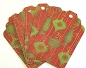 Red with Green Ornaments Extra Large Gift Tags - Set of 5 - Christmas Tags