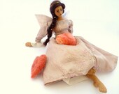 Angel Heart art doll cloth needle felt heart soft sculpture Mothers Day