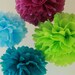 7 Tissue Paper Pom Poms Plus 3 Flowers - PICK YOUR COLORS , Birthday Decorations, Baby Shower, Wedding Reception Decor