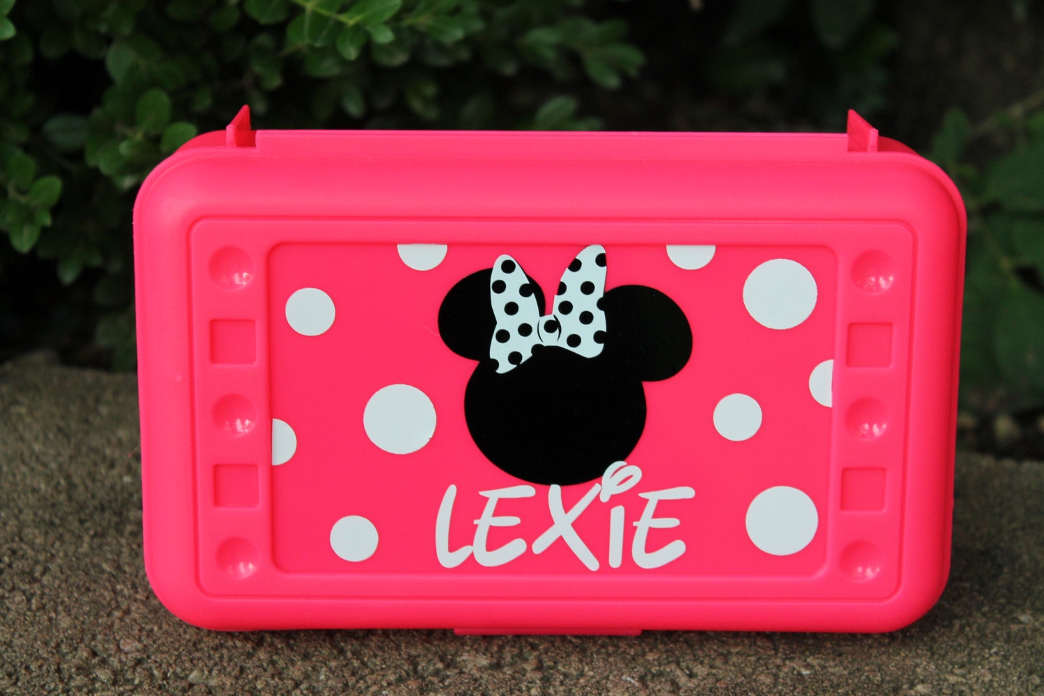 Personalized Minnie Mouse Pencil Box/ Art Supply Holder - Back to School - Assorted Colors/Designs