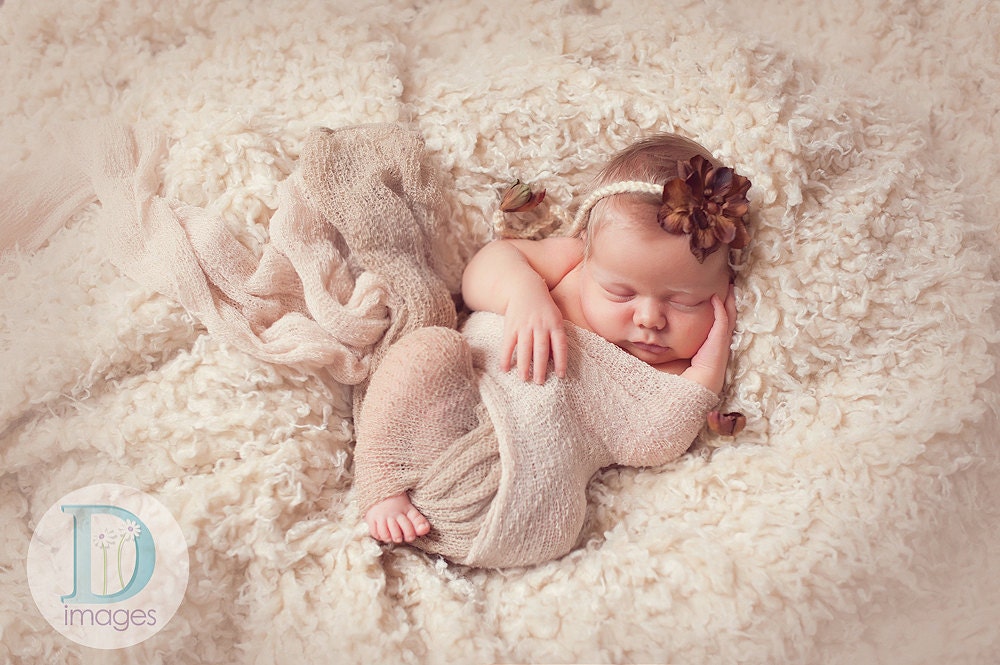 newborn baby photography prop,tan beige cream halo headband with brown flowers,baby shower gift or photography prop