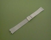 mens watch band silver tone metal flex wrist band stainless steel watch parts F182P