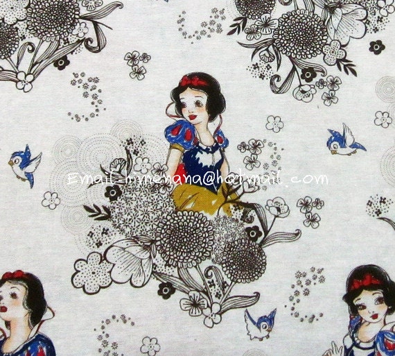 1 Yard Cotton Linen Fabric - Disney Princess,Sown White Princess