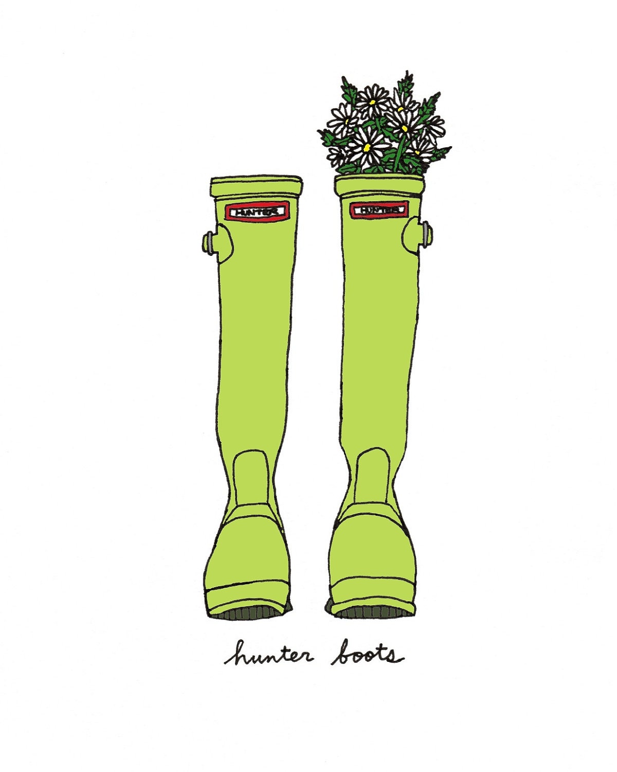 Hunter Boots- Choose Your Color- 8x10 Illustration Print