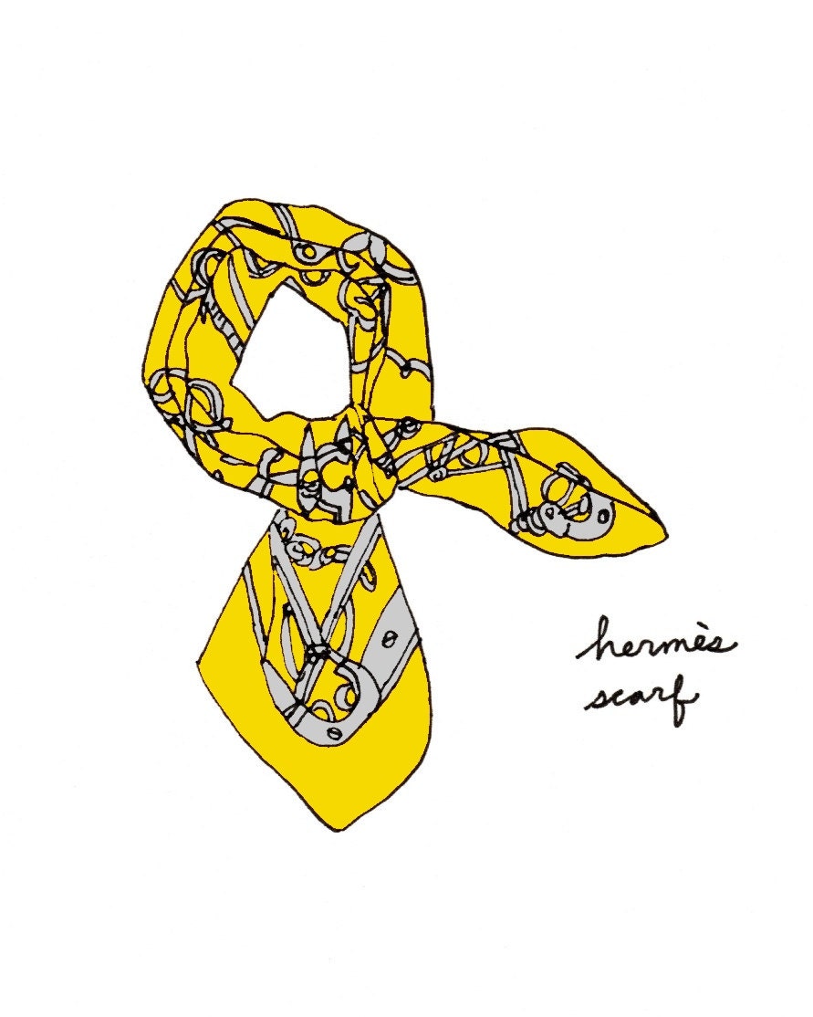 Hermes Scarf- Choose Your Color- 8x10 Illustration Print