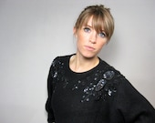 vintage SEQUIN ANGORA BATWING sweater, small, medium