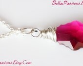 Swarovski Crystal Ruby Red Baroque Pendant, Crystal Ruby Necklace, Red Drop, Ruby Teardrop, Wire-Wrapped, Silver, Christmas Gift