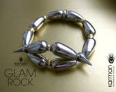 Silver Glam Rock bracelet. Spiked jewelry. Modern edgy silver spiked bracelet by Karman Jewelry.