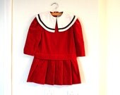 Vintage Florence Eiseman Red Velvet Holiday Dress, Toddler Girls Size 4