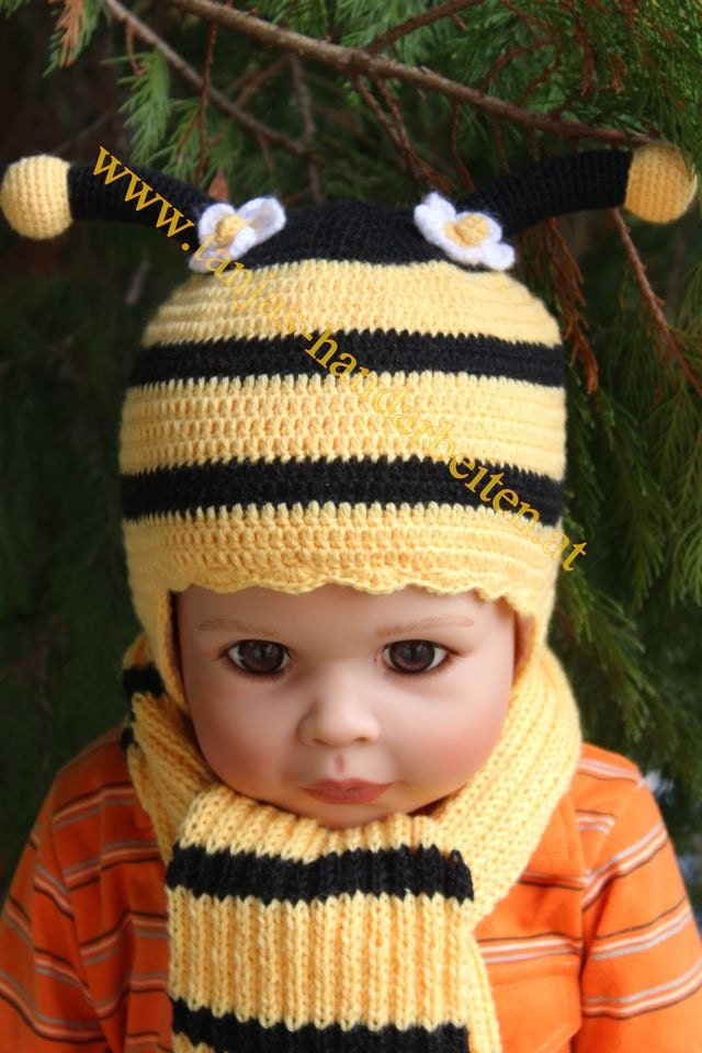 Bee Earflap Hat Crochet Pattern