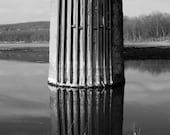 Abstract Art Photography Print - bridge pier reflection water wall art "Pillar" / custom sizes and canvas wraps available