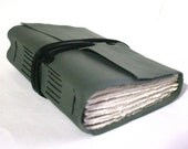 Leather Journal, Green Gray, Hand-Bound 4.5 x 6 Journal by The Orange Windmill on Etsy