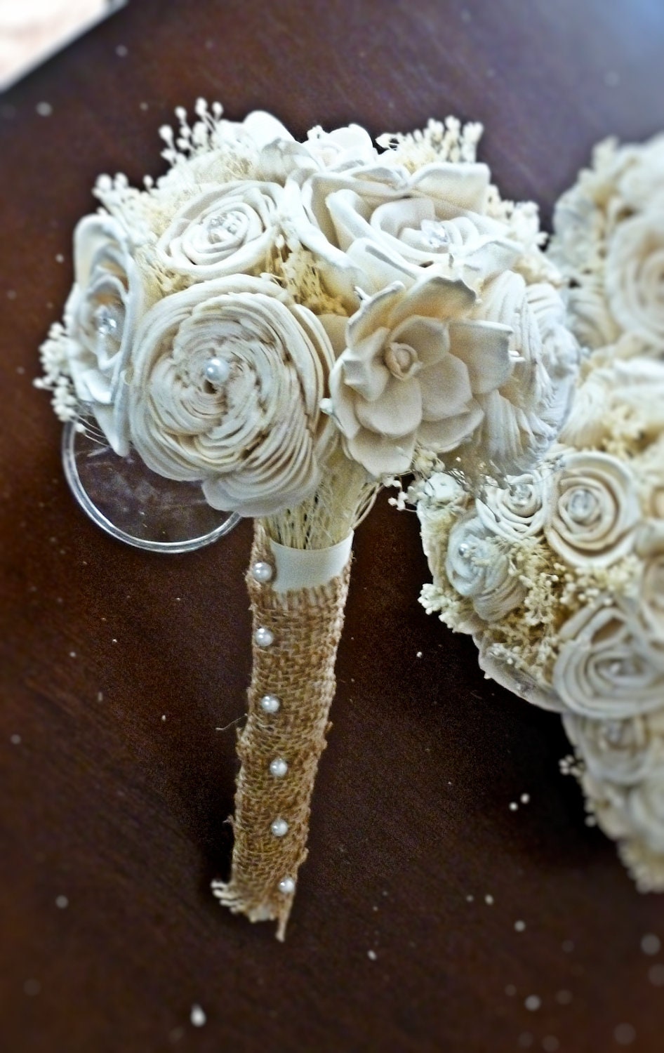 Custom Ivory Wedding Bouquet- Bridal Bouquet, Bridesmaid Bouquet, Toss Bouquet, Alternative Flower Bouquet, Keepsake Bouquet
