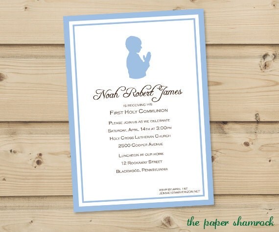 Custom Silhouette, First Communion Invitations, Confirmation Invitations Il_570xn