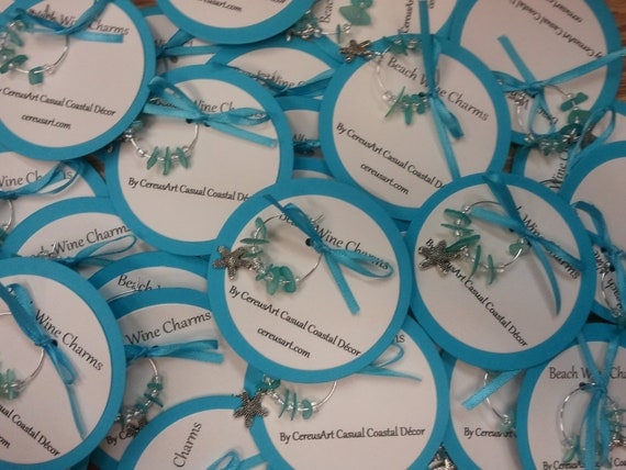 Turquoise Wine Charm Wedding Favors