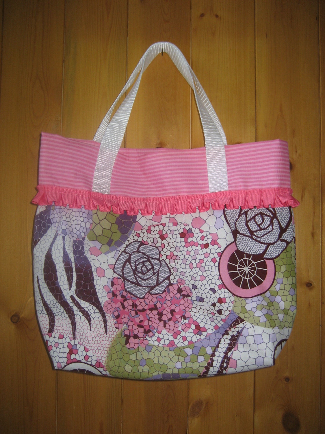 Pink and Purple Ruffled  Tote Bag