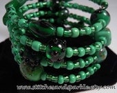 Green Lampwork Bead Memory Bracelet