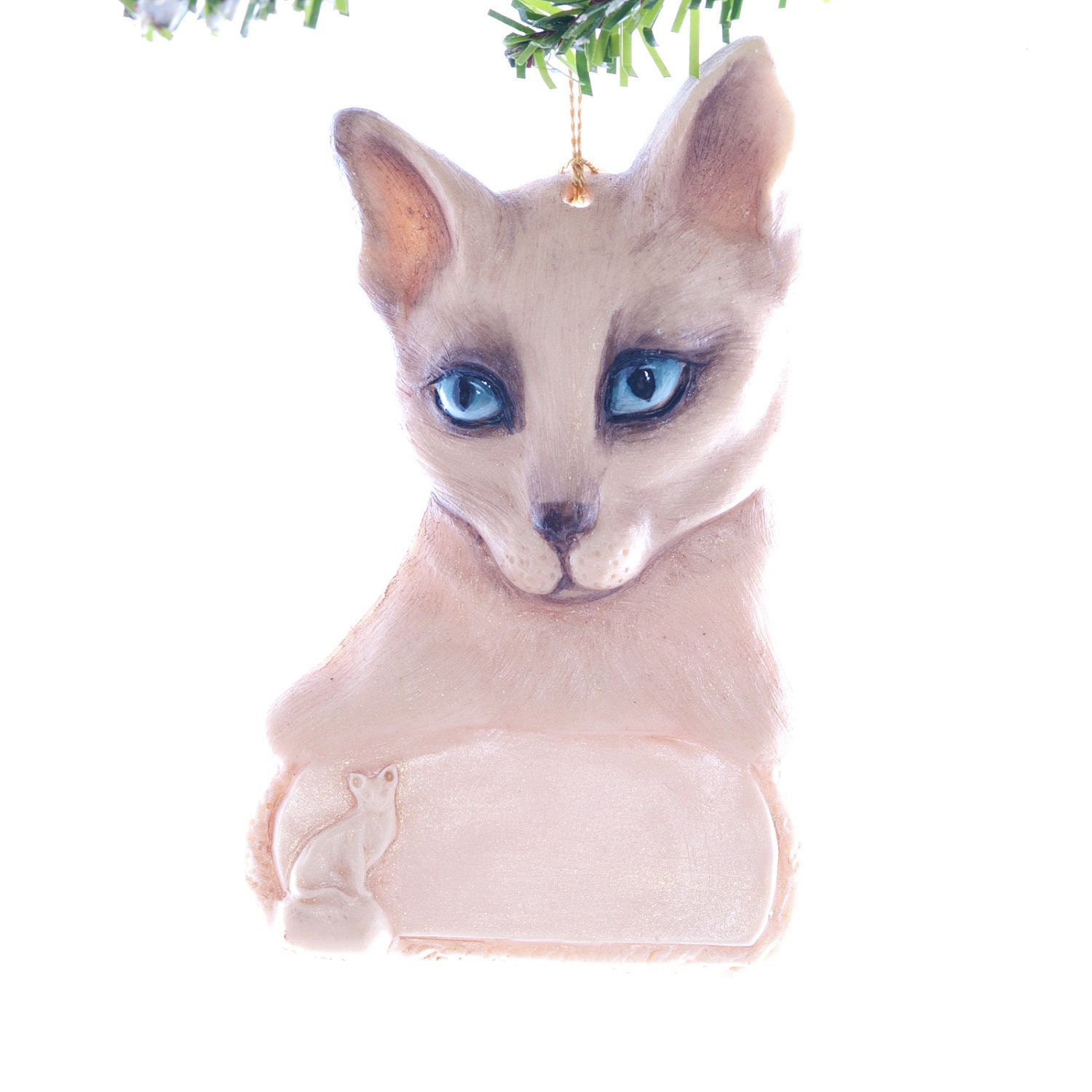 Personalized Siamese Cat Christmas Ornament - Siamese cat ornament handmade and painted in the USA (c9)
