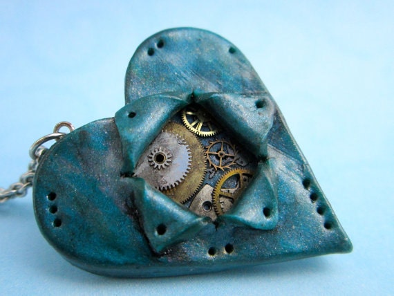 Steampunk Be still my ticking heart necklace OOAK- Proceeds go to Childs Play Charity