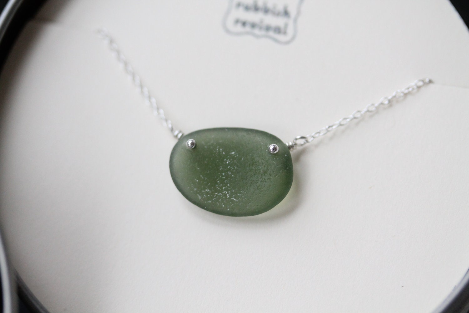 Sea Glass & Sterling Silver Necklace - Green