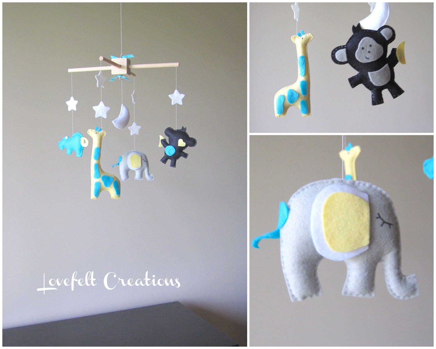 Baby Mobile - Baby crib mobile - Custom Baby Mobile - Elephant Mobile - Giraffe Mobile