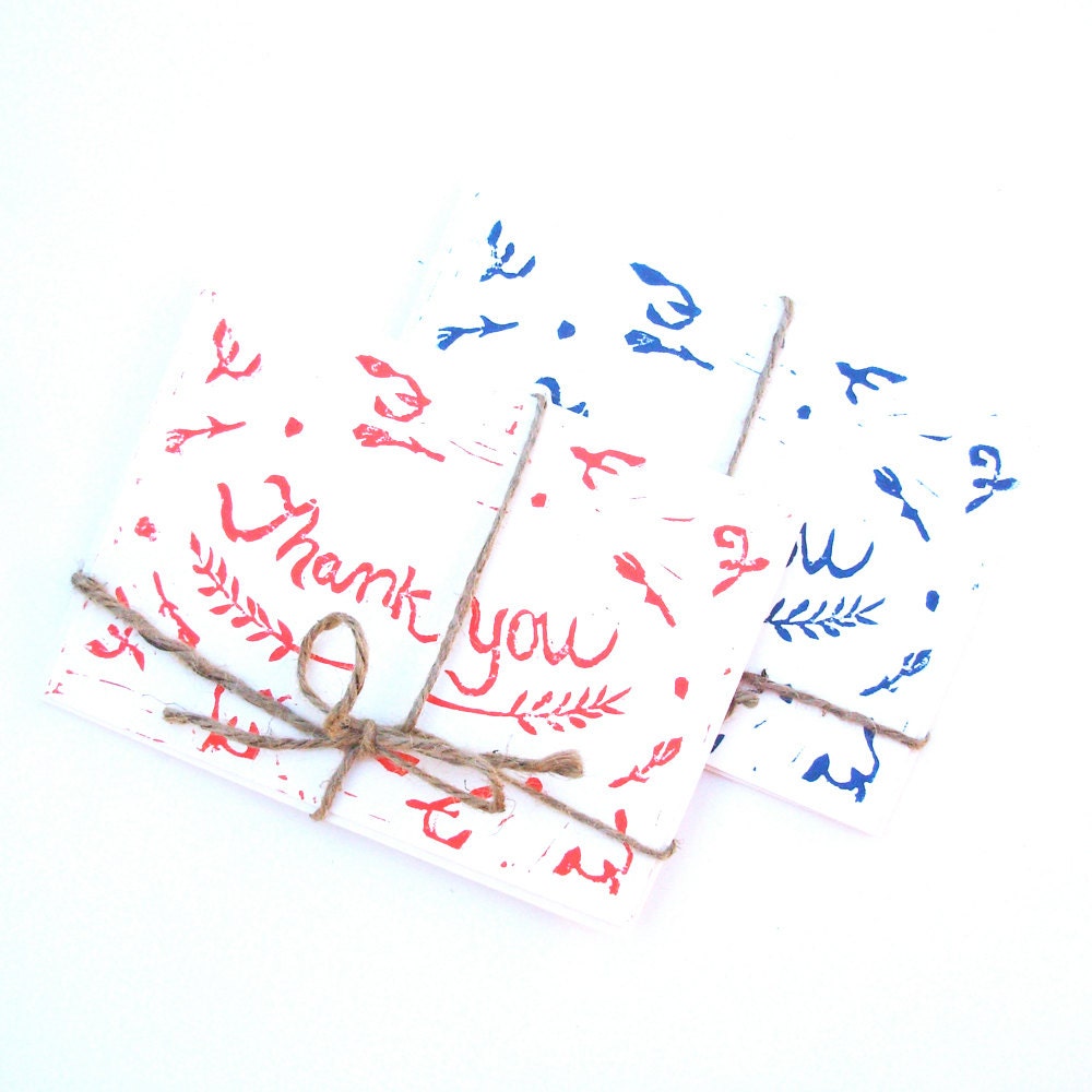 Thank You Card - Handmade Linocut Card on Eco-Friendly Sugar Cane Paper