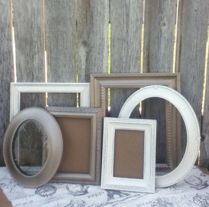 6 PICTURE FRAMES - Rustic Romantic - shabby chic wedding - with Glass N Backing