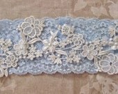 Vintage Blue Lace Garter - Delicate Floral Applique