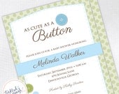 Cute As A Button Baby Shower Invitation - Baby Boy - Custom Baby Shower Invite Il_170x135