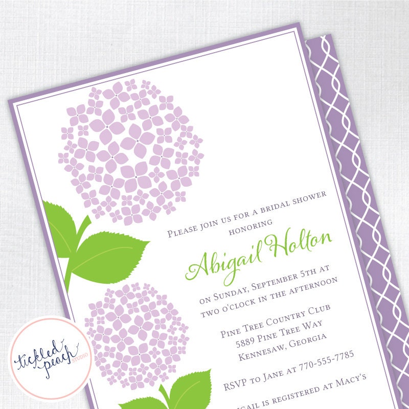 Hydrangea Bridal Shower Invitation - purple - Custom Bridal Shower Invite Il_570xn