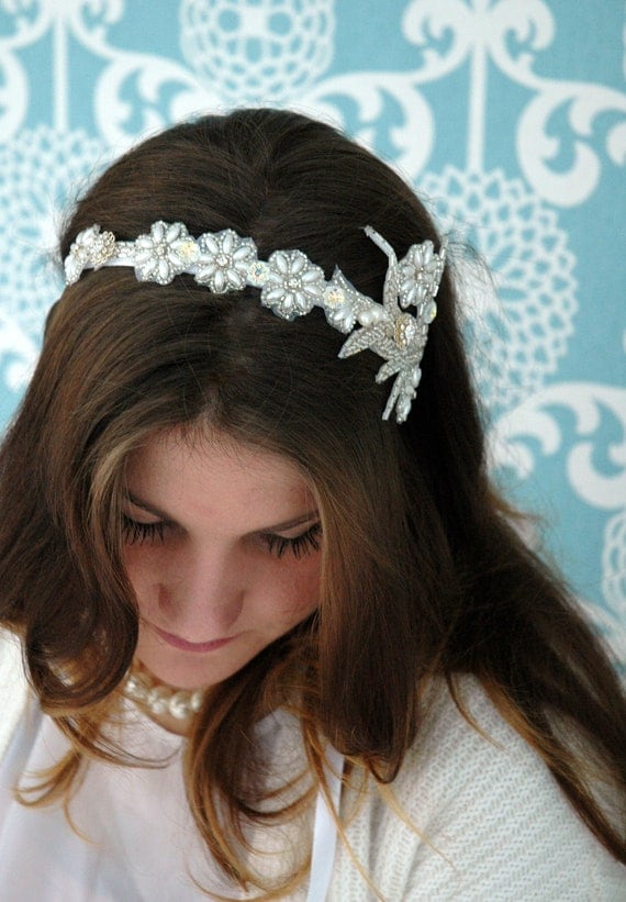 Pearl Bridal Headband - Beaded Bridal Headband-Wedding Acessories-Bridal Accessories