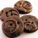 Steampunk round buttons, set of 6. 12mm. Poly clay with burnished copper finish. handmade