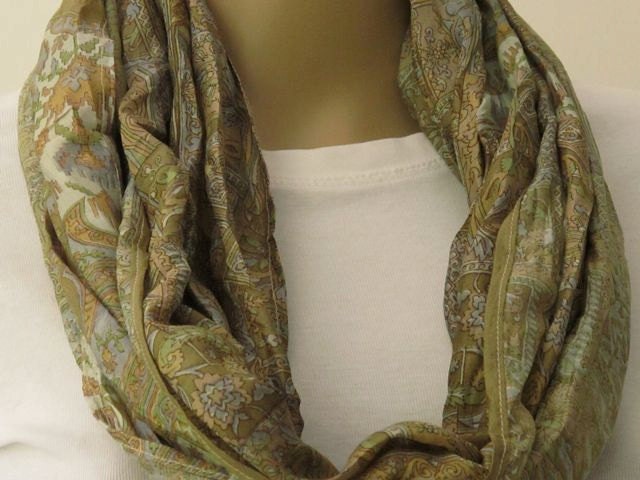 Silk scarf, Infinity Scarf, Sari scarf, Loop Scarf