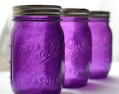 Stained Mason Jars, Pint Size, In Passionately Purple, Set of 3