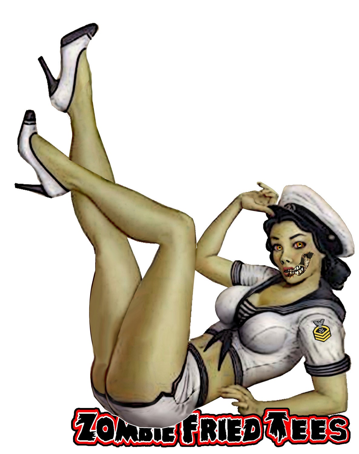 4" X 5" Classic Sailor Pin Up Zombie Bumper Sticker
