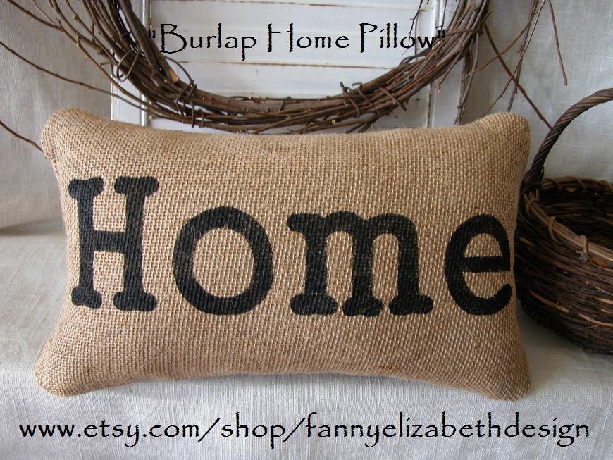 Burlap Home Pillow FREE SHIPPING - Burlap Pillow- Decorative Pillow- Contemporary Pillow- Modern Pillow- Housewarming Gift- Wedding Gift-