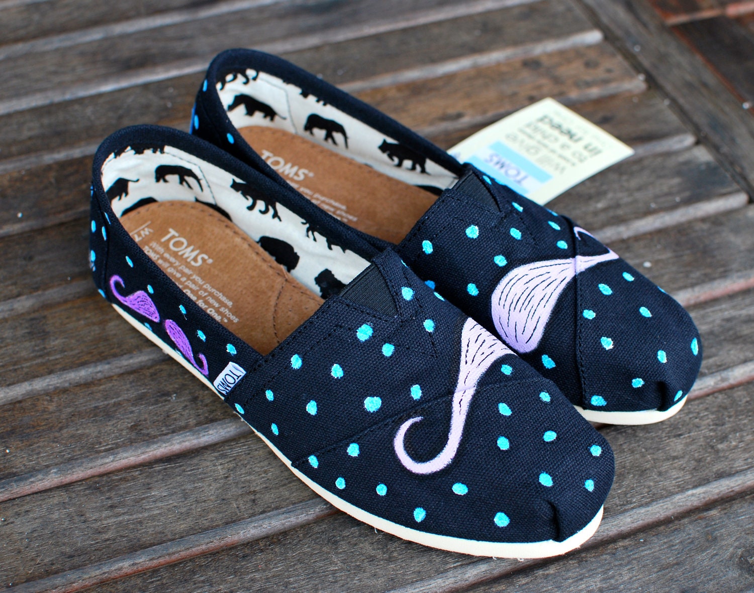 Polka Dot Many Mustache TOMS shoes