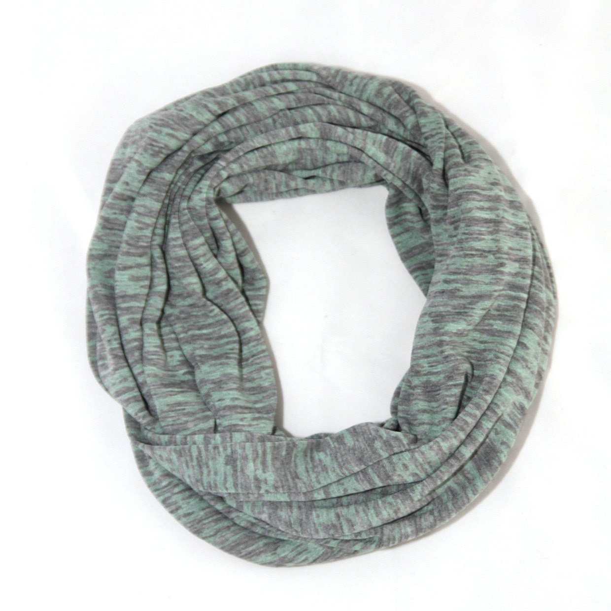 Mint Infinity Scarf - Burnout Gray and Green Mint