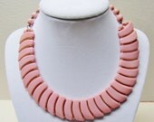 Vintage pink glass necklace, 1950's, made in West Germany