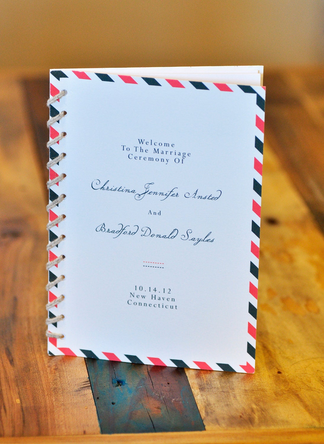 Modern Airmail Wedding Program