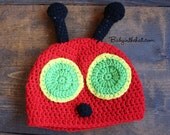 Children's Very Red Caterpillar Crochet Hat Photo Prop