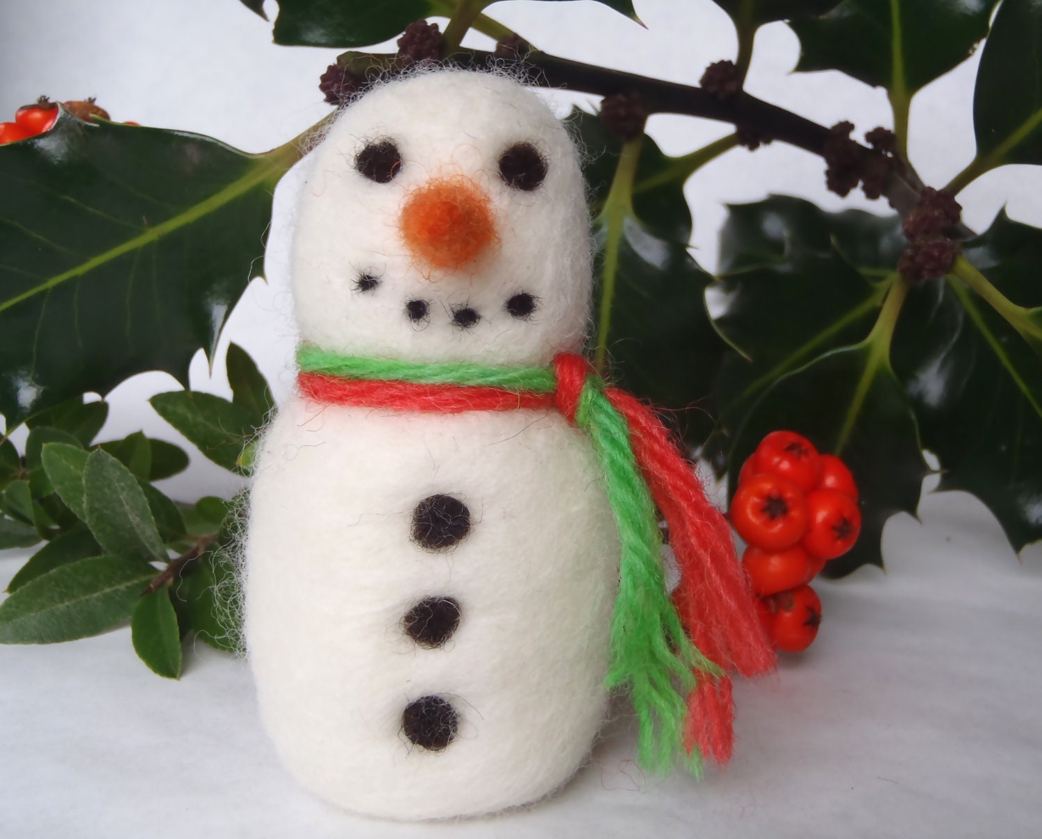 Felted Snowman, holiday decoration, Christmas centerpiece