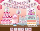 Castle Birthday Party DIY Printable Customized Collection Full set - Invitation - thank you card - banner - party circles - drink wrapper