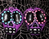 Grape Sugar Skull Hair Pins