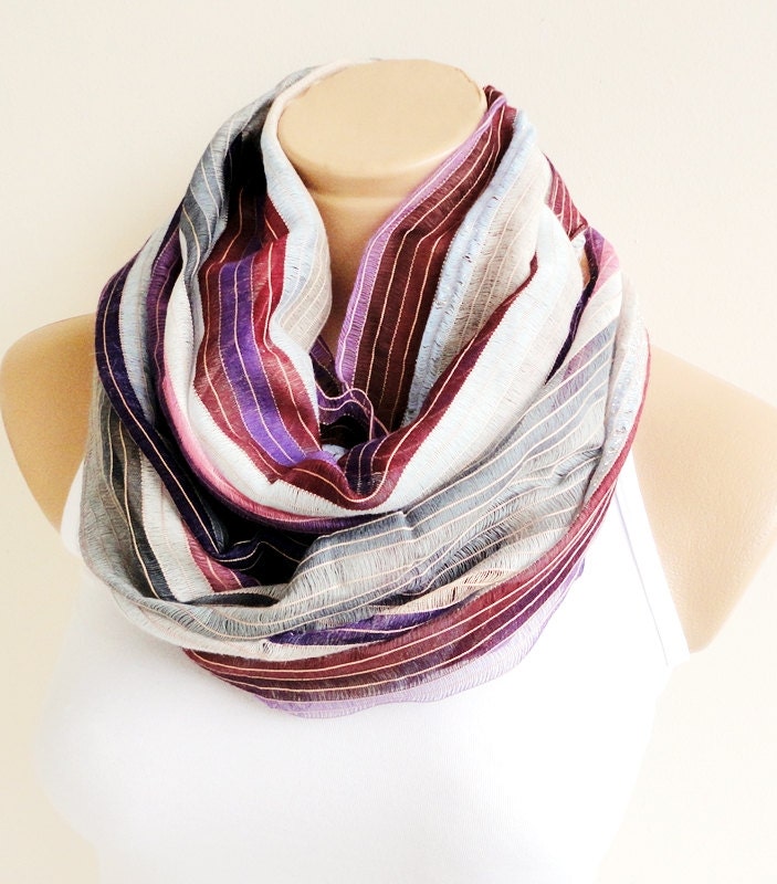 Cream Gray Purple Stripe Scarf,Bandana,Headband,Elegant 2013 fashion - ScarfLovers