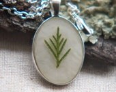 pressed pine christmas tree pendant handmade real winter holiday botanical necklace rustic