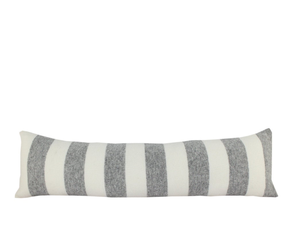 Toddler bed bumper - soft knitted - grey and white stripes 8"x30", includes insert