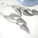 Earrings Feather and Chain Earrings Silver Long Dangle Dangling Silver Long Leaf Earrings